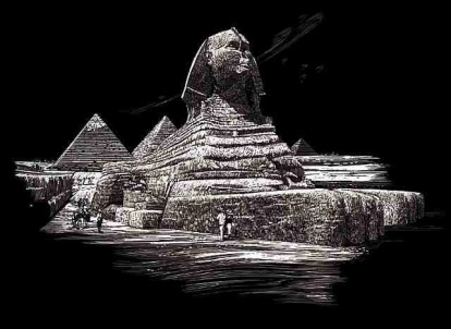 Zoškrabovací obrázok - Sfinga pyramída