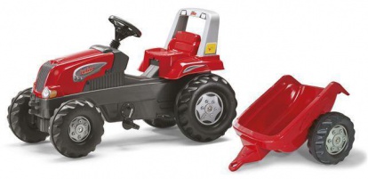 Šliapací traktor Rolly Junior s vlečkou červený akčné