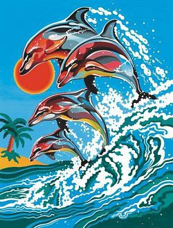 Maľovanie podľa číselného Delfíny