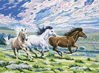 Maľovanie podľa čísel - Stádo koní