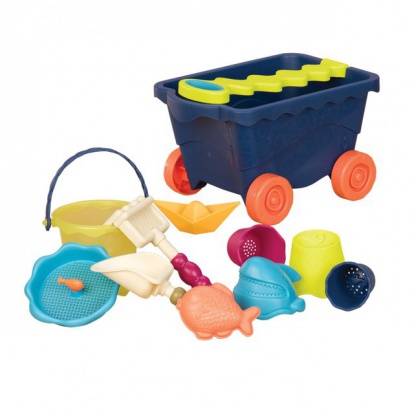 B.toys Vozík s hračkami na piesok modrý