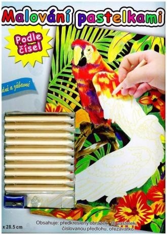Maľovanie pastelkami - papagáje