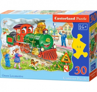 Puzzle CASTORLAND - Zelená lokomotíva 30 dielikov