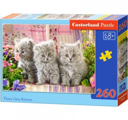 Puzzle Castorland - Tri šedivá mačiatka