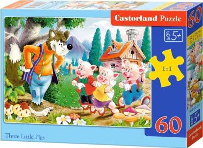 Puzzle Castorland - Tri prasiatka s vlkom 60 dielikov