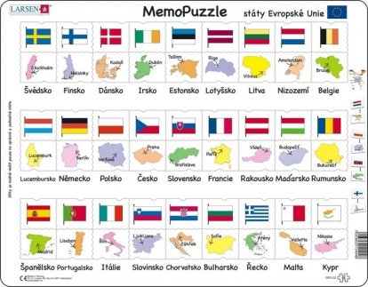 Larsen Puzzle Memo - štáty, hlavné mestá, vlajky 54 dielikov