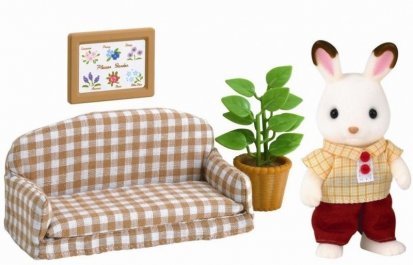 Sylvanian families nábytok "chocolate" králikov - tatko na pohovke