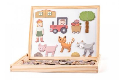 Woody Magnetická tabuľka so zvieratkami, obojstranná