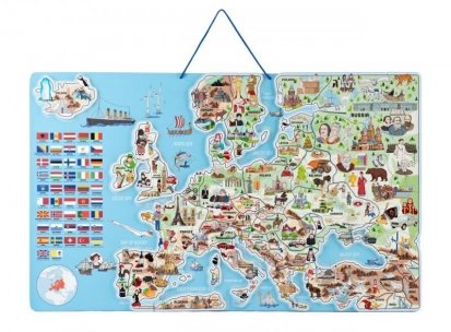 Woody Magnetická mapa EURÓPY, spoločenská hra 3 v 1 v AJ