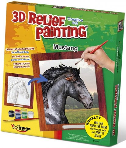 3D reliéfny obrázok 19x21cm Kôň - Mustang