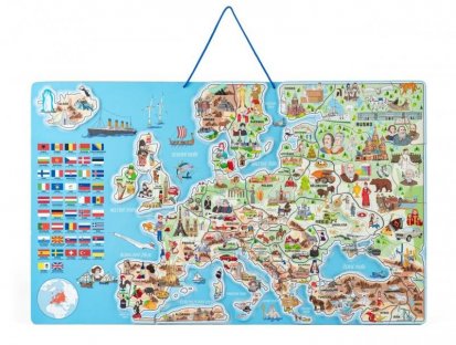 Woody Magnetická mapa EURÓPY, spoločenská hra 3 v 1, ČJ