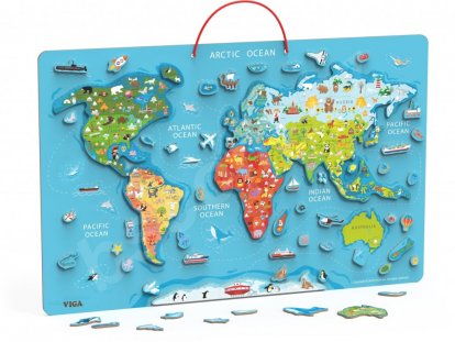 Viga Drevená mapa sveta s tabuľou
