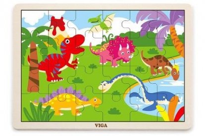 Viga Drevené puzzle 24 dielikov - dinosaury