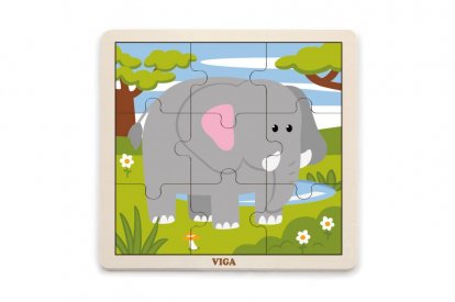 Viga Drevené puzzle 9 dielikov - slon