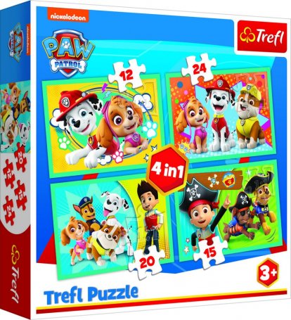 Trefl Puzzle Šťastný tím Tlapková Patrola 4v1