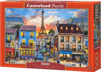 Puzzle Castorland 500 dielikov - Ulička v Paríži - Pohľad na Eiffelku