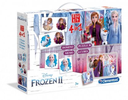 Clementoni EDUkit - Frozen2 4v1 (pexeso, 60 puzzle, domino, 6 kociek)