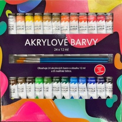 Akrylové farby 24x12ml 3x štetec