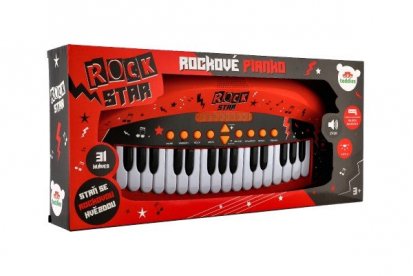 Pianko ROCK STAR 31 kláves plast 46cm na batérie so zvukom, svetlom v krabici 52x24x8cm