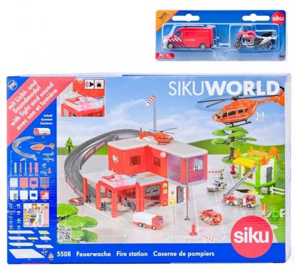 SIKU World - požiarna stanica s hasičským autom