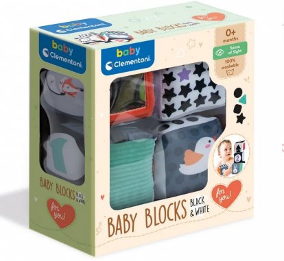 Clementoni Clemmy baby - detské textilné kocky čierno-biele, 4ks