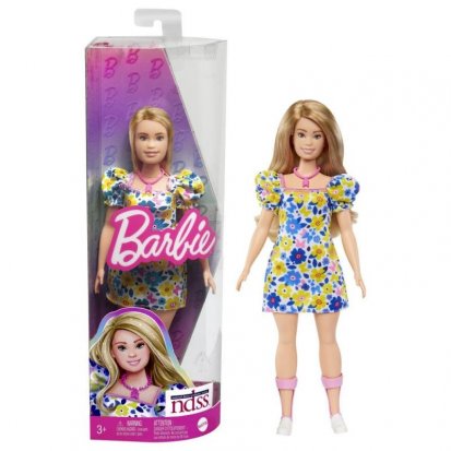 Mattel BRB MODELKA - ŠATY S MODRÝMI A ŽLTÝMI KVETY