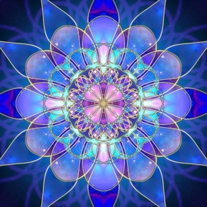 Diamantový obrázok mandala 7D - Tmavo modrý kruh 30x30cm