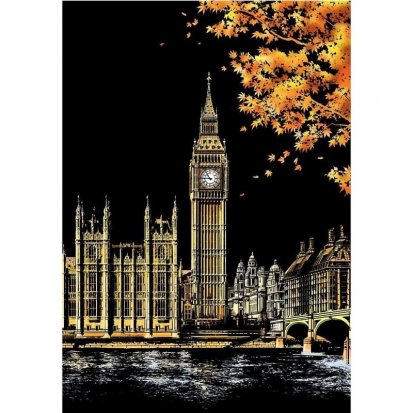 Škrabací obrázok- Big Ben, London 40,5x28,5cm