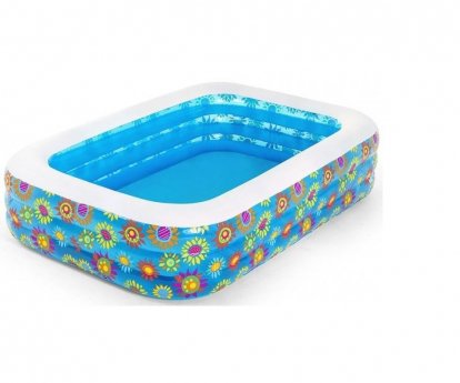 Bestway 54120 Family Pool Nafukovací bazén Happy Flora, 229 x 152 x 56 cm