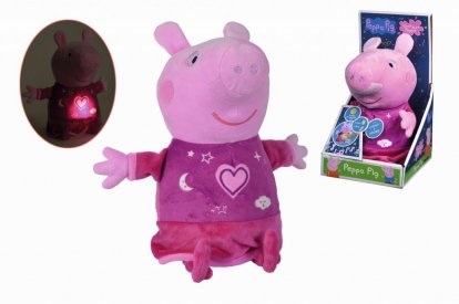 Simba Peppa Pig 2v1 plyšový zaspávač, hrajúci + svetlo, ružový, 25 cm