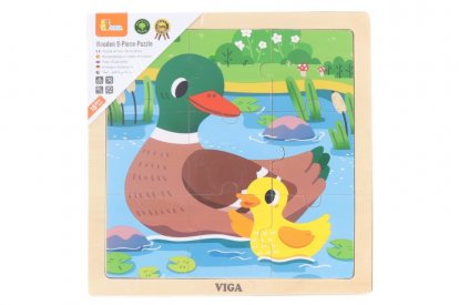 Viga Drevené puzzle 9 dielikov - kačica
