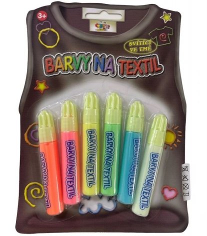 Farby na textil - 6 ks x 7 ml svietiace v tme