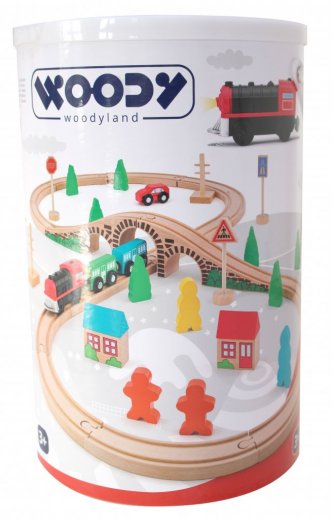 Woody Vláčkodráha osmička s elektrickou mašinkou